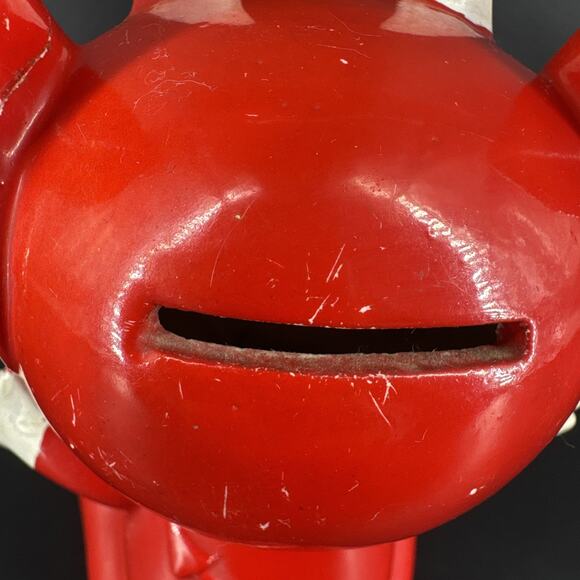 Vintage Li'l Devil Ceramic Coin Piggy Bank w/Stopper MCM Kitschy Style REPAIR - Picture 8 of 16